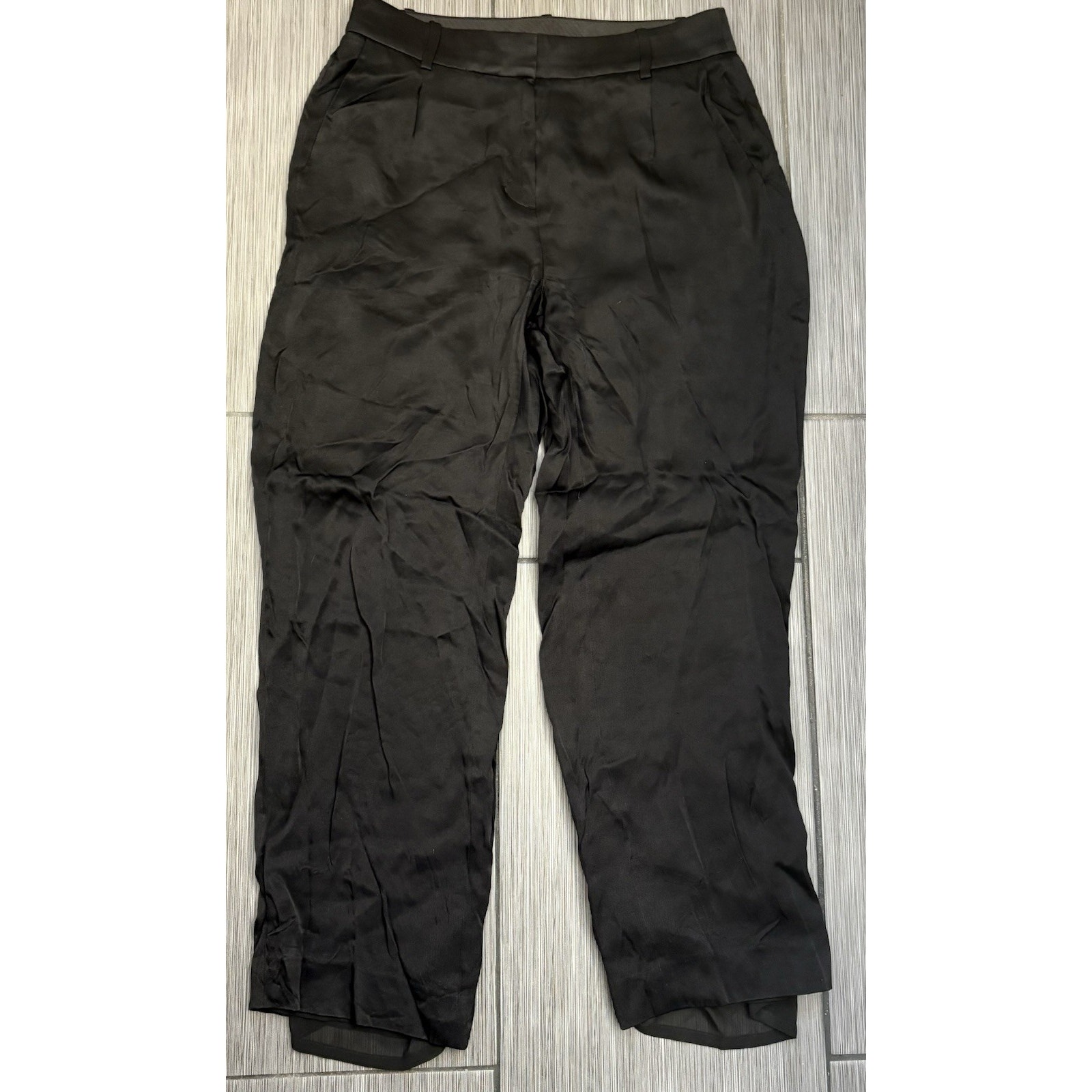 J Crew Pants Black Straight Leg Essential In Luster Crepe High Rise Pants Size 6